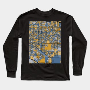 Tucson Map Pattern in Blue & Gold Long Sleeve T-Shirt